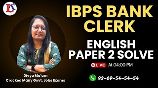 IBPS Clerk English Paper 2 Solution | English By Divya Ma'am
