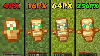 1px vs 4px vs 16px vs 64px vs 256px texture