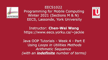 [HD] EECS1022 W21 - Java Tutorials - Week 4 - Part E - Arithmetic Sequence - Indefinite Size