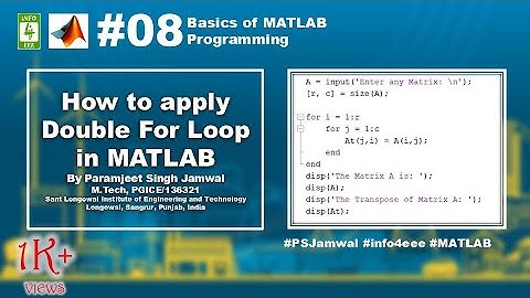 How to apply Double For Loop in MATLAB #08