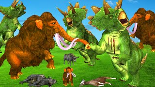 Giant Monster vs Woolly Mammoth Elephant Save Buffalo & Goat Escape Battle Animal Revolt Fights