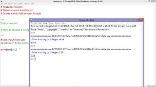 How to reverse a string or integer (number) in Python | Python with Arya Drj
