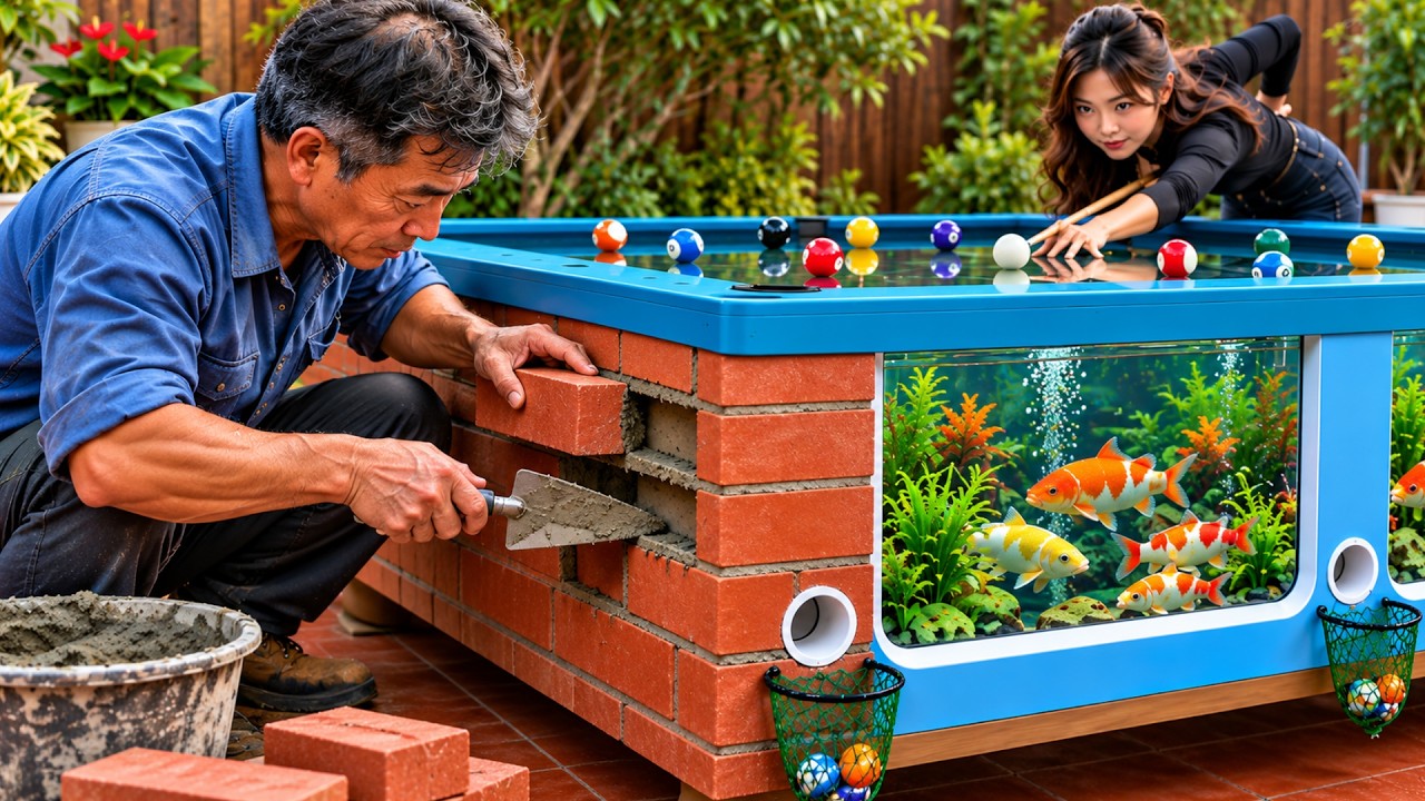 3 Farmers Built a Pool Table with a Fish Tank - The Result Is Incredible!