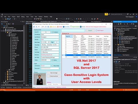 VB.Net and SQL Server 2017 : (Case-Sensitive) Login System with User Access Levels