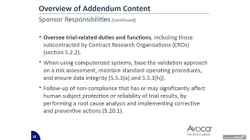 Avoca Webinar- ICH E6 R2 Requirements for Vendor Oversight 01292020