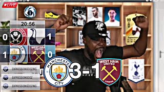 Manchester city 3-1 Westham - Premier League - match Reaction by Expression