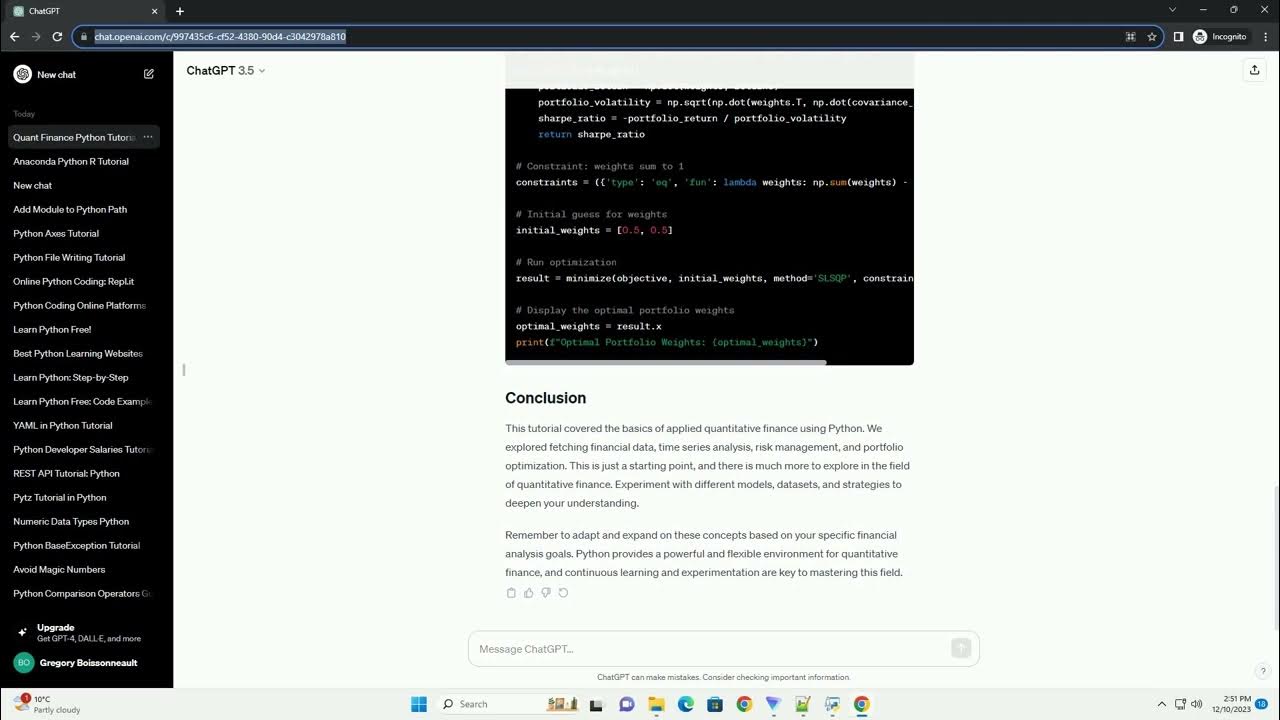 applied quantitative finance using python for financial analysis - YouTube