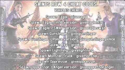 Saints Row 4 IV   All Cheats   85 Cheat Codes NEW) [XBOX360 PS3 PC]   YouTube