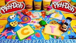 Play Doh Puzzle ABC 123 Cookie Monster Disney Cars Lightning Mcqueen Thomas and Friends Toys!