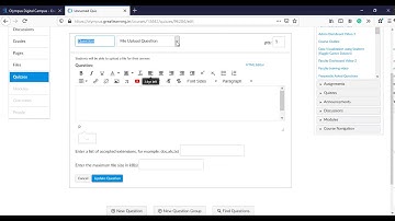 Creating file upload questions in a quiz