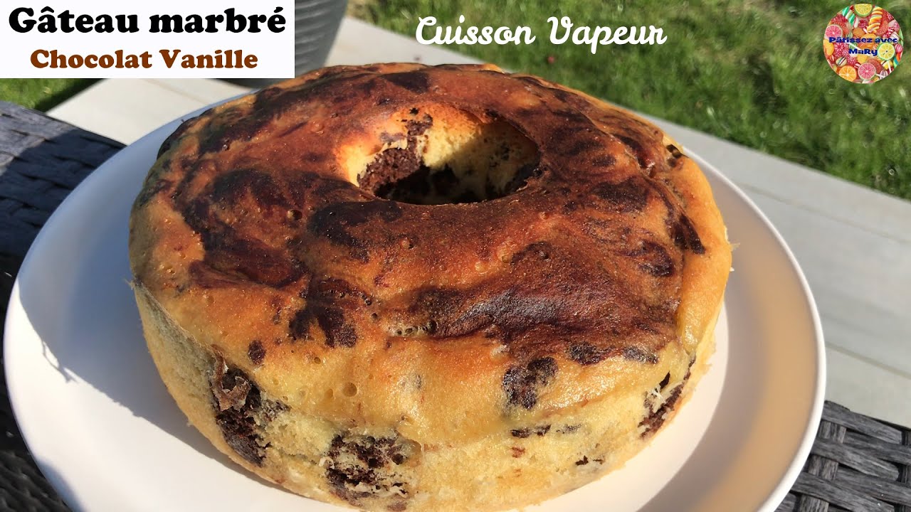 Gâteau marbré chocolat vanille à la vapeur super moelleux comme une éponge