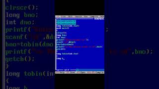 Convert Decimal number to Binary number in C program #shorts #short #dailyshortupload #ai
