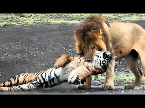 النمر ضد الأسد قتال حقيقي 2024 أسد ضد النمر من الملك الحقيقي 
