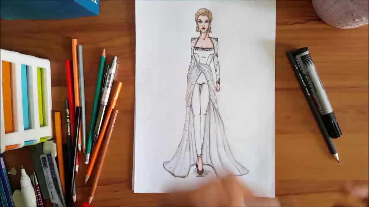 Fashion Drawing : How To Draw Jumpsuit With Shoulder Pad Sleeve - YouTube