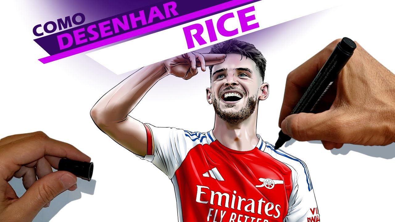 Declan Rice, jogador do Arsenal na Premier League - Como desenhar / How to draw