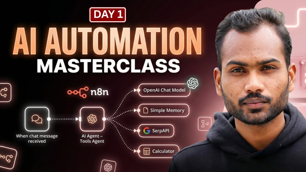 Day 1 of 30 Days AI Automation Masterclass | AI Agents | n8n - YouTube
