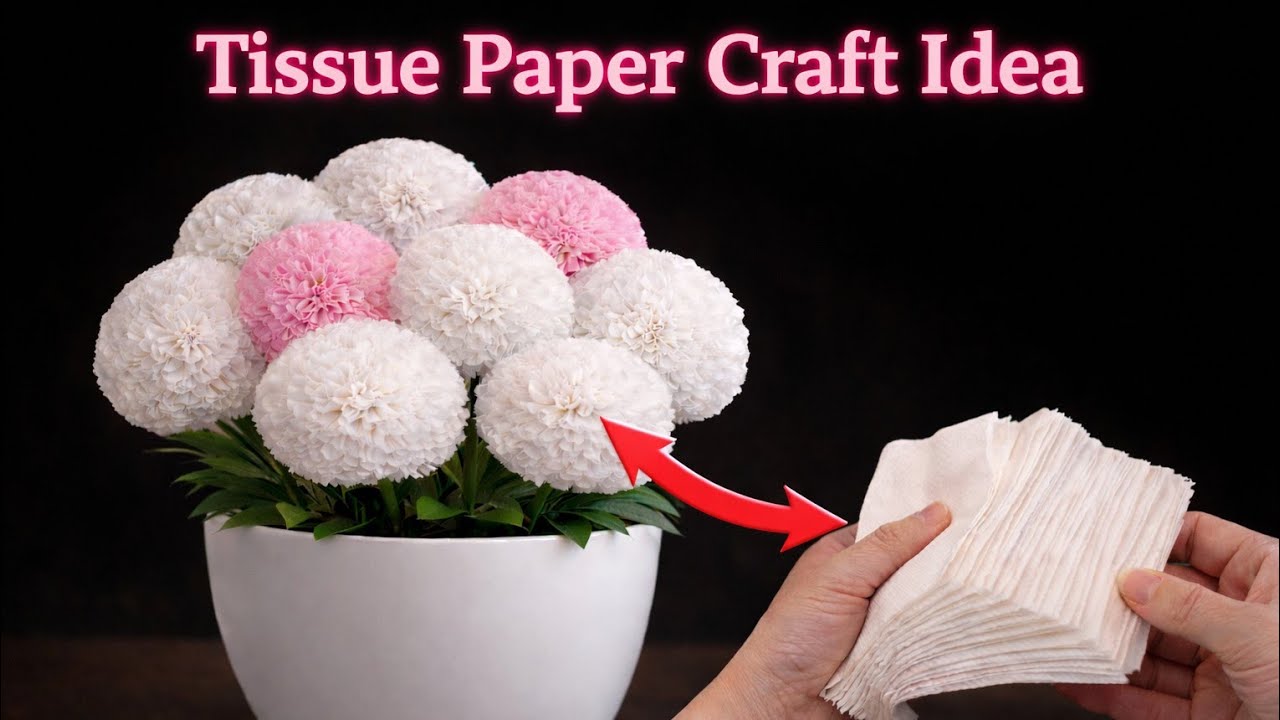 How to Make Tissue Paper Flowers | Ghar par Tissue Paper se Phool kaise banaye 🌸