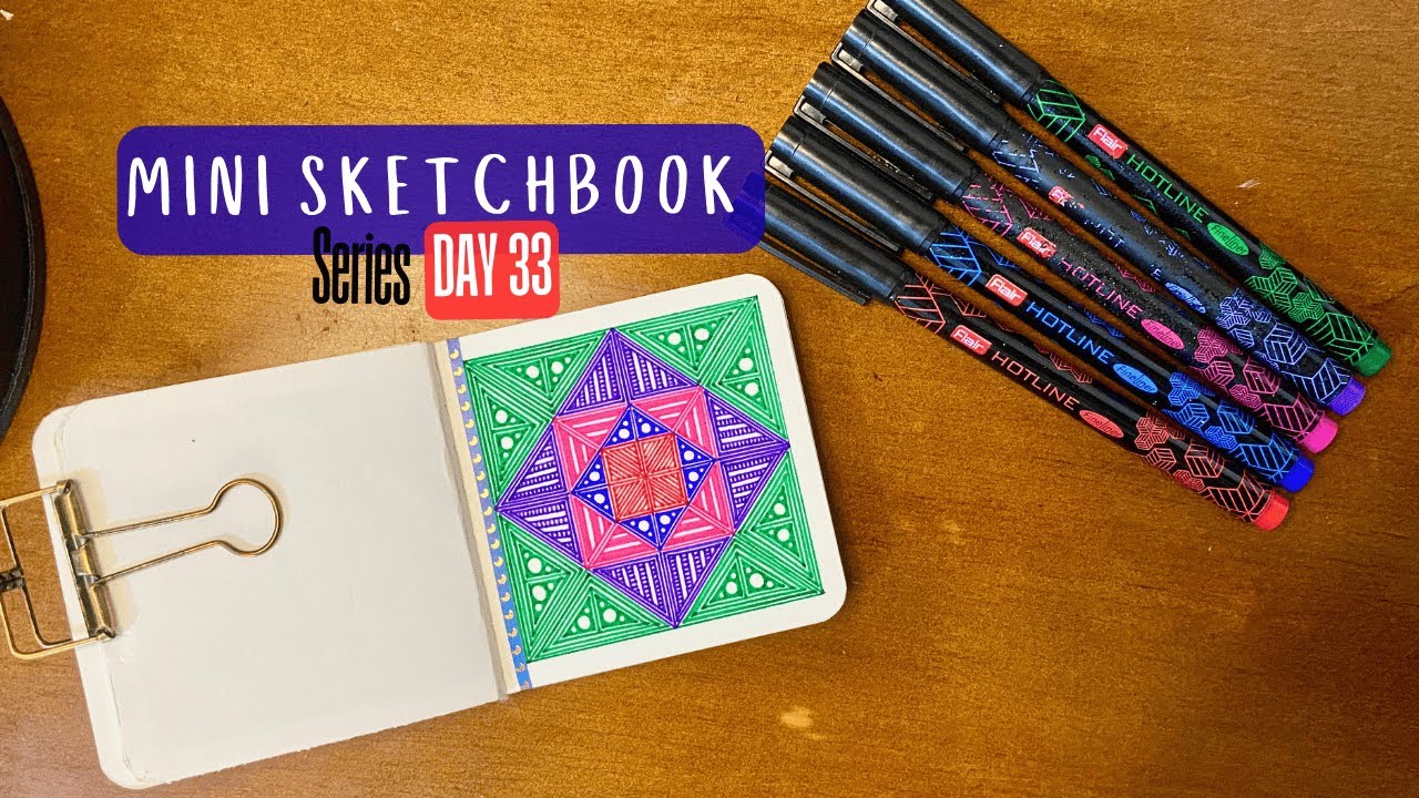 Mini Sketchbook Art Series (Day 33/60) | Geometric Zentangle Pattern in Bold Colors | Relaxing Art
