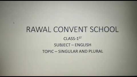 Class -I, Subject- English, Topic - Singular and Plural, Rawal Convent School