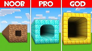 Minecraft Battle: LONGEST TUNNEL HOUSE BUILD CHALLENGE  NOOB vs PRO vs HACKER vs GOD in Minecraft!