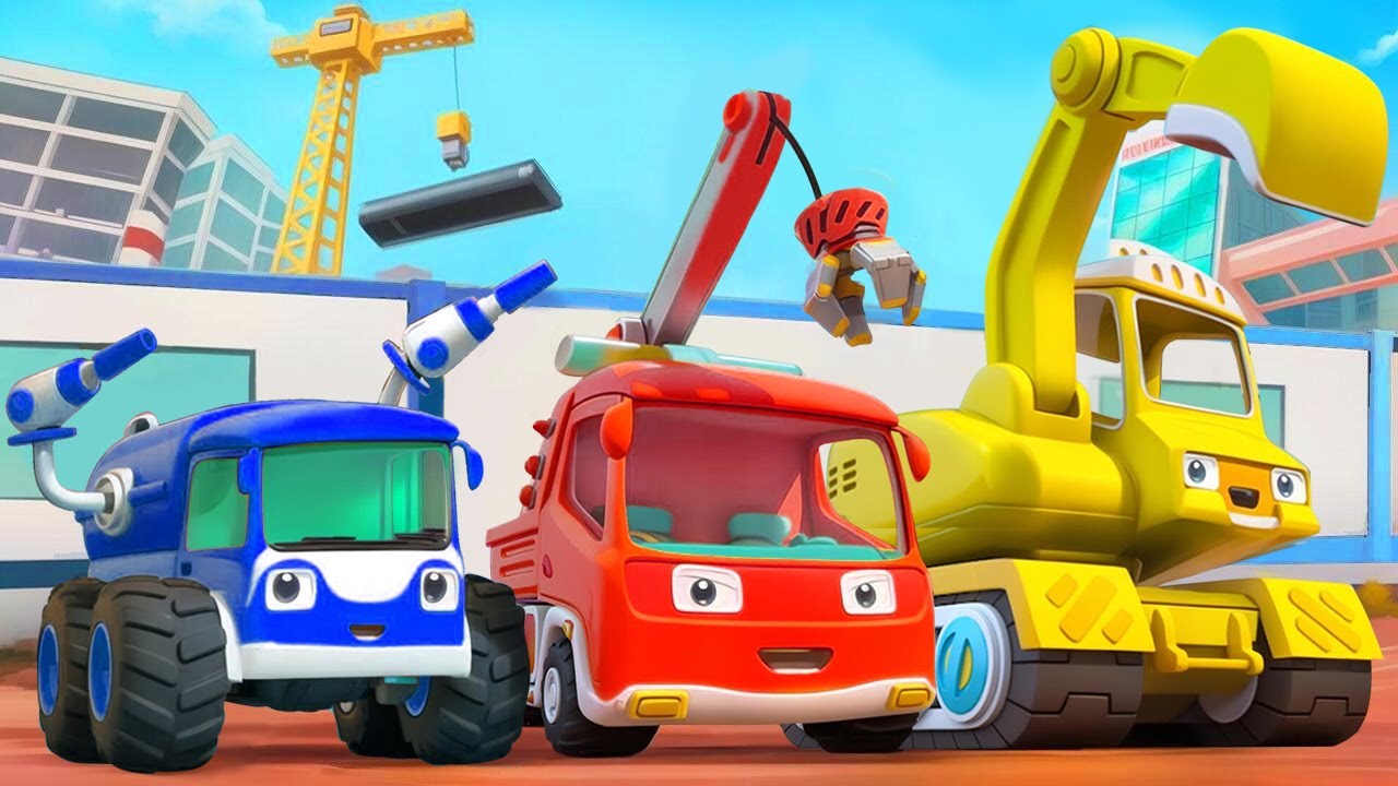 Excavator, Crane truck, Sprinkler truck | Construction Truck | Kids ...