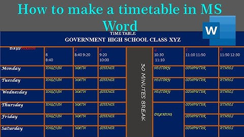 How to createa timetable step by step for School in MS Word | Create a timetable in Word| Word table