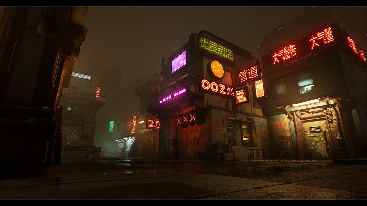 CyberPunk Warehouse District Flythrough - YouTube