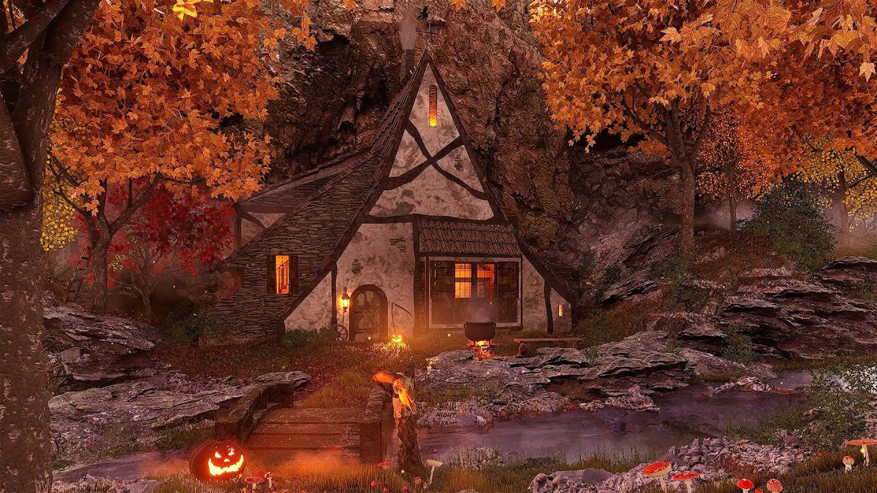 Witch's House in the Autumn Forest Ambience - Nature Sounds for
