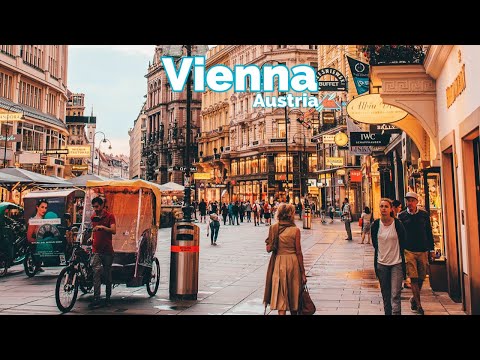 Vienna, النمسا | جولة مسائية في المدينة 4K | 14 مارس 2023
