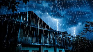 Heavy Rain on a Metal Roof to Sleep Instantly, Rain Sounds &amp; Thunderstorm for Sleeping at Night