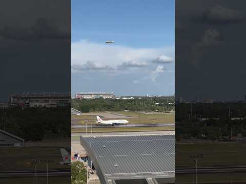 JetBlue “I Love NY ❤️” landing at Tampa #tampa #jetblue #ilovenewyork #goodyearblimp #florida