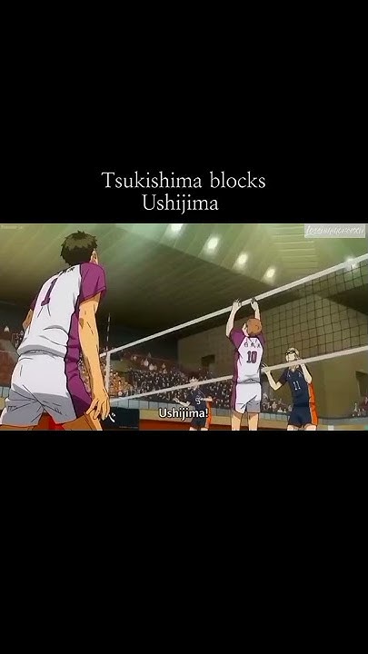 Tsukishima blocks Ushijima moment - YouTube