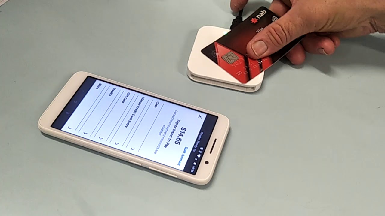 Using Square, mobile phone and contactless card reader in action YouTube
