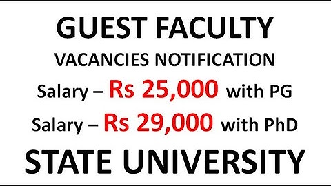 Guest Faculty Vacancies in State University | Rs 25,000 pm with PG | Rs 29,000 pm with PhD | No Fee
