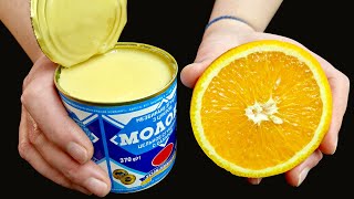 Whip up condensed milk with orange! Delicious no-bake dessert!