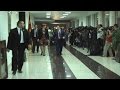 Prime minister Nikola Gruevski arrives for political talks