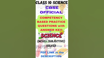 CBSE Released COMPETENCY  PRACTICE QUESTIONS with ANSWER KEY Class 10SCIENCE #cbselatestnews #shorts