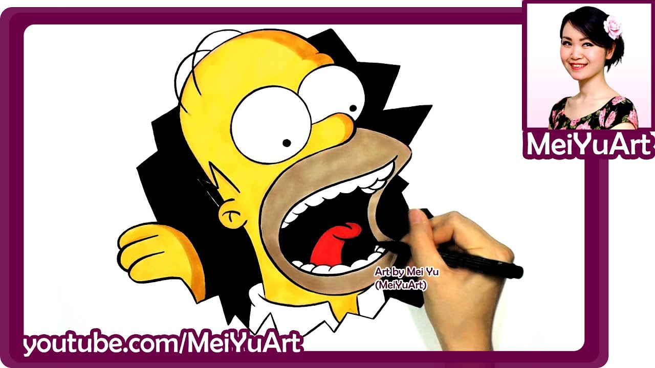 How I Draw Homer Simpson - MeiYuArt - YouTube