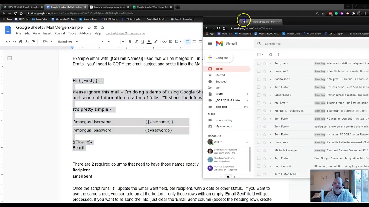 Google Sheets and Gmail mail merge for Teachers