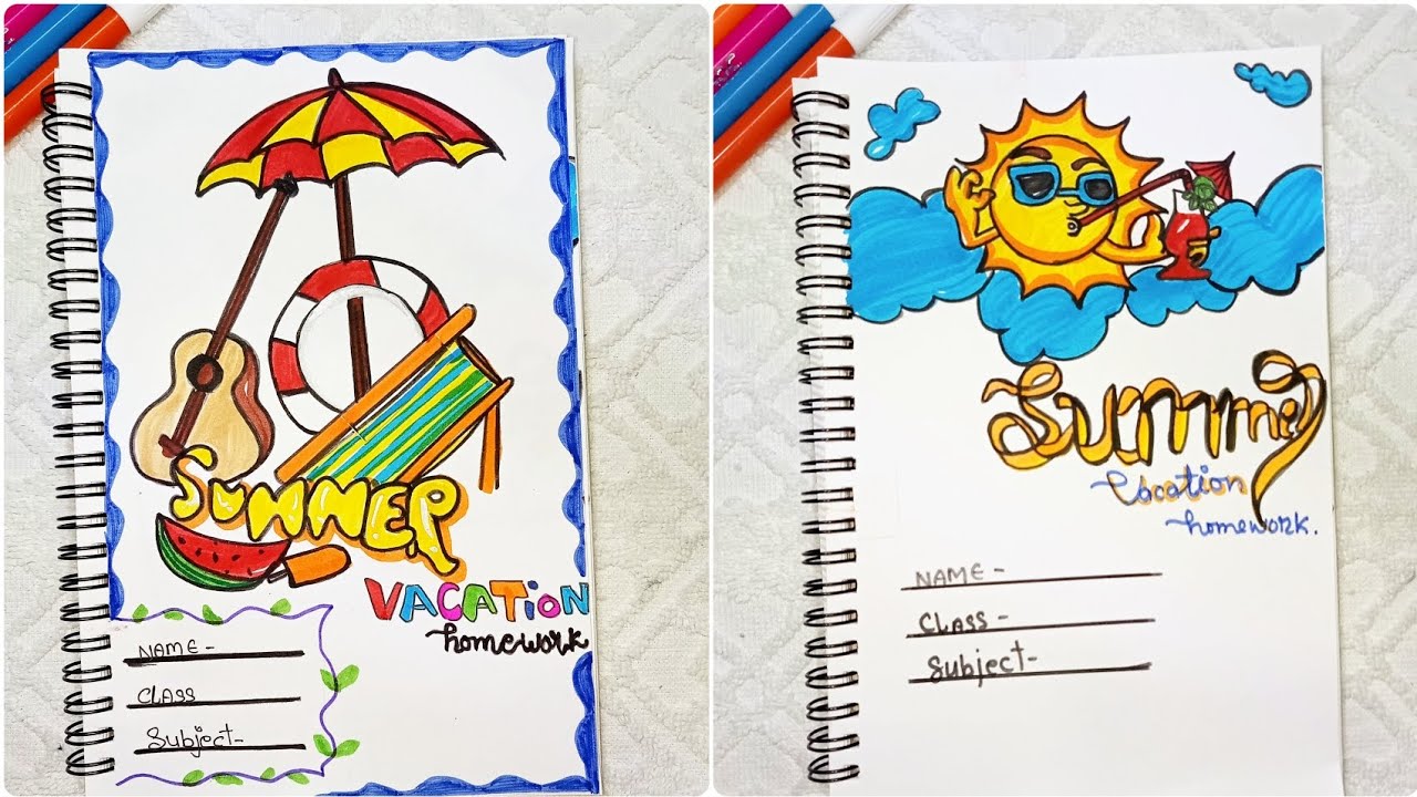Summer Vacation Homework Front Page Ideas || Summer Holidays Front Page Decoration|| ✨🌞