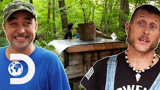 Josh Owens Calls In Liquor Expert Tickle To Help Finish His Underground Still | Moonshiners