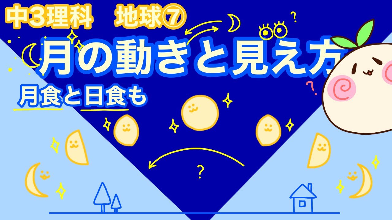 【中3理科e7】月の動きと見え方！月の満ち欠け【日食・月食もどうぞ】