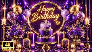 🎂 Happy Birthday Purple & Gold Luxury Background 🎉 | 2 Hour 4K Ultra HD Birthday Party Screensaver Update