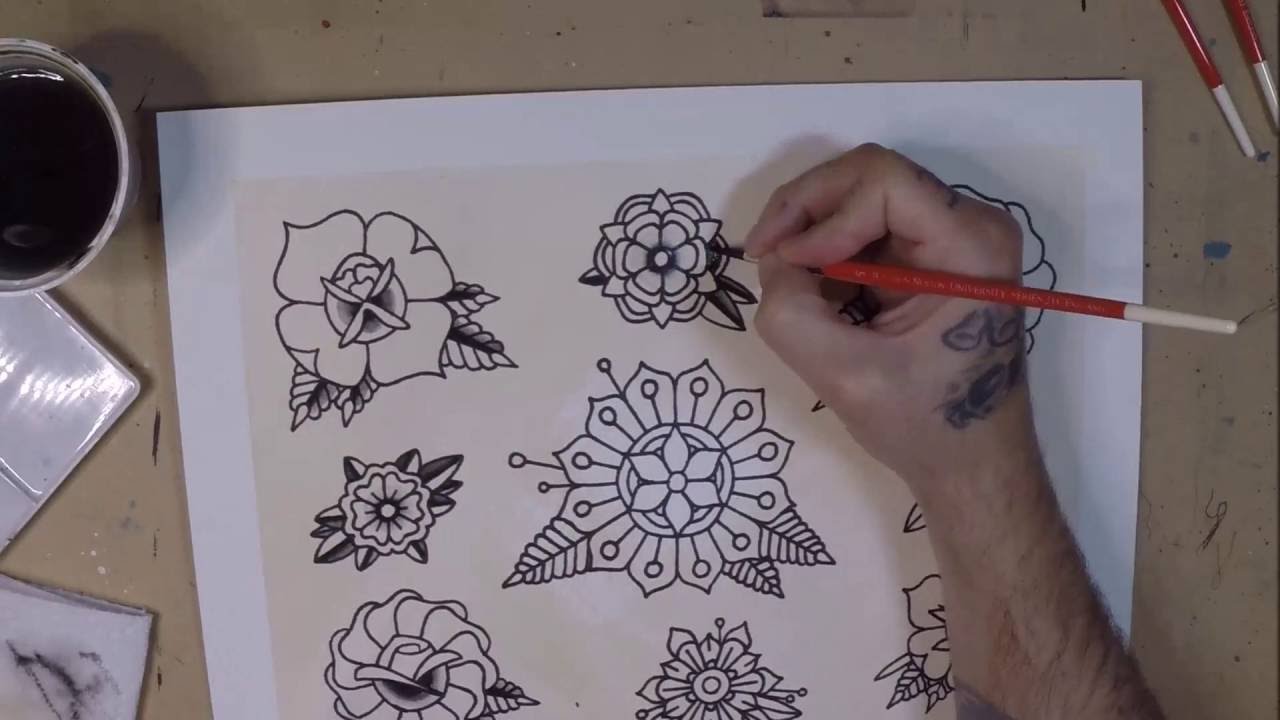 Flower Tattoo Flash Speed Paint