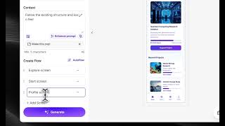 Generate a flow of UI Designs based on a single screen