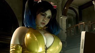 Resident Evil 2 Remake Becca Big Size Gold Latexsuit PAWG Costume /Biohazard 2 mod  [4K]