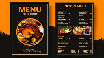 Trifold Restaurant Menu Design || How to Create Restaurant Food Menu #foodmenu
