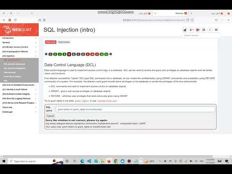 WebGoat SQL injection intro