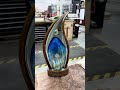 Hand fitted claro walnut base with LED puck light for Murano glass art piece