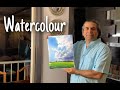 Watercolour Landscape Painting Clouds and Trees